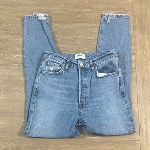 Agolde Distressed High-Rise Jeans in Medium Blue